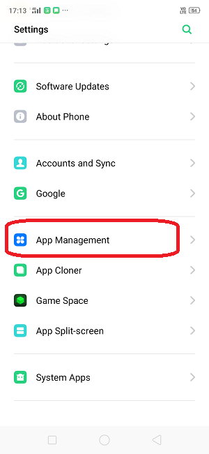 click on app management