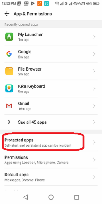 click on protected apps