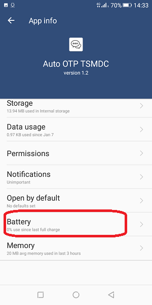 click on battery