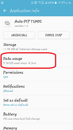 click on data usage
