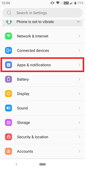 click on Apps and Notifications