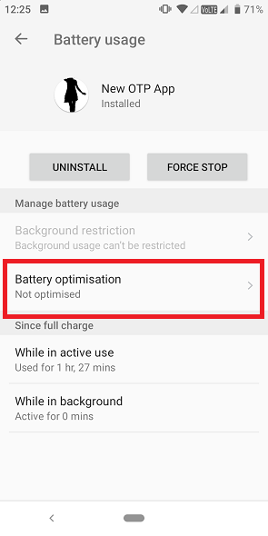Click on Battery Optimisation