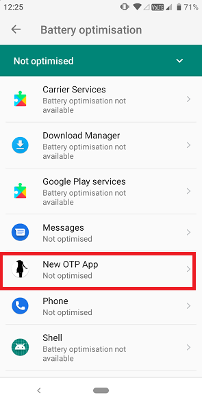 Click on New OTP App