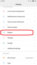 click on battery