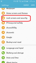click on lock screen and security